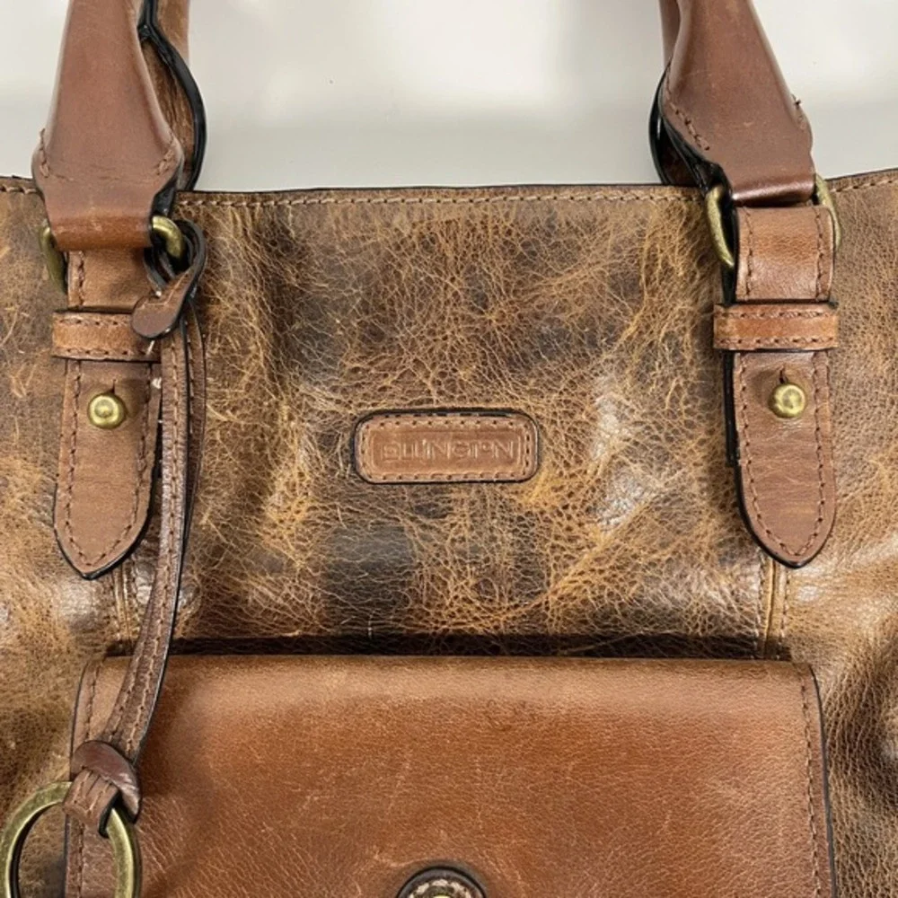 Ellington‎ Brown Leather Tote Bag with Front Pocket